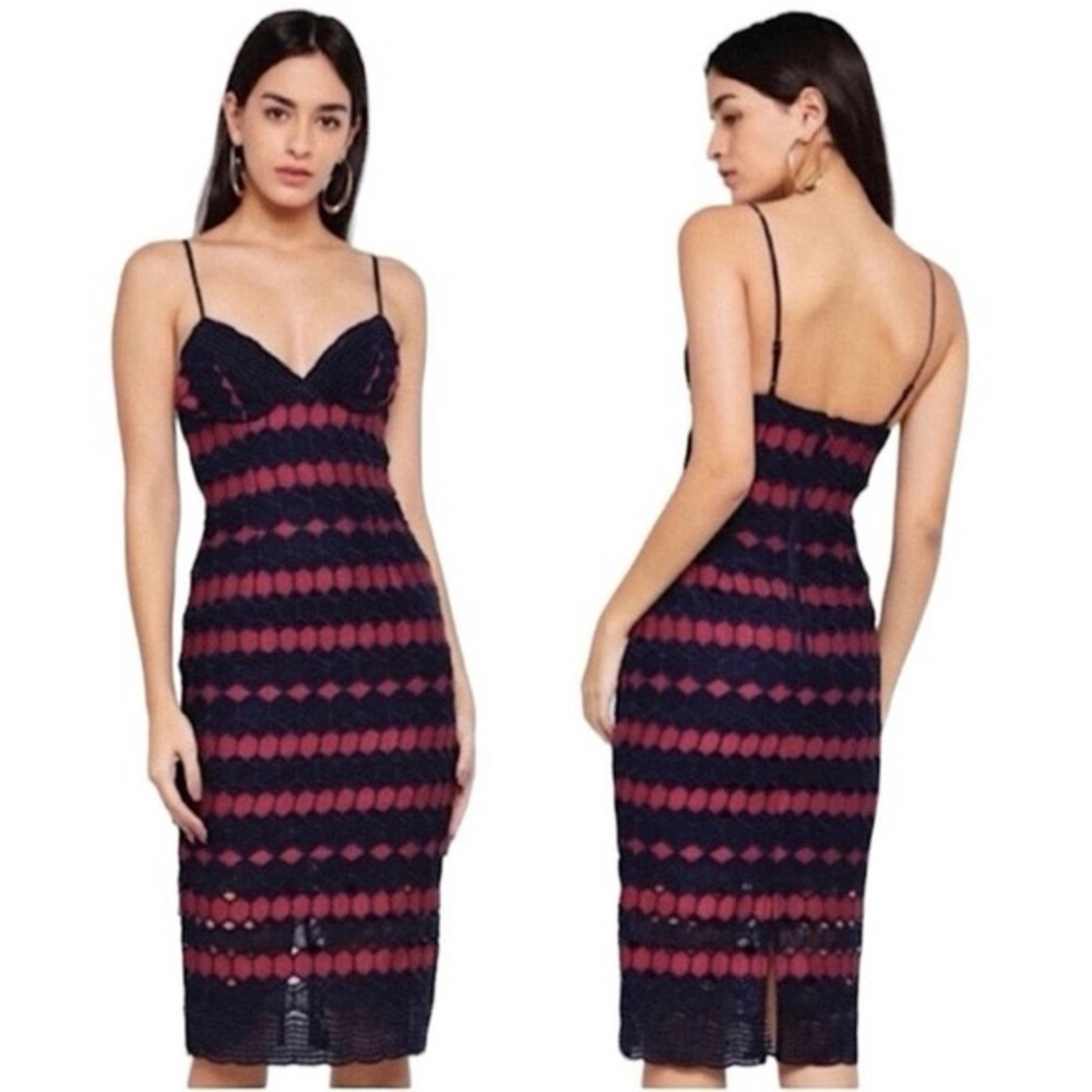 Elegant Navy Blue and Red Women's Dress